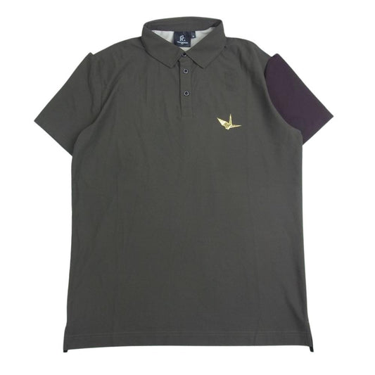 1piu1uguale3 ウノピュウノウグァーレトレ GRT086 POE327 GOLF ゴルフ CRAZY S/S POLO クレイジーパターン 半袖 ポロシャツ カーキ系 4【中古】
