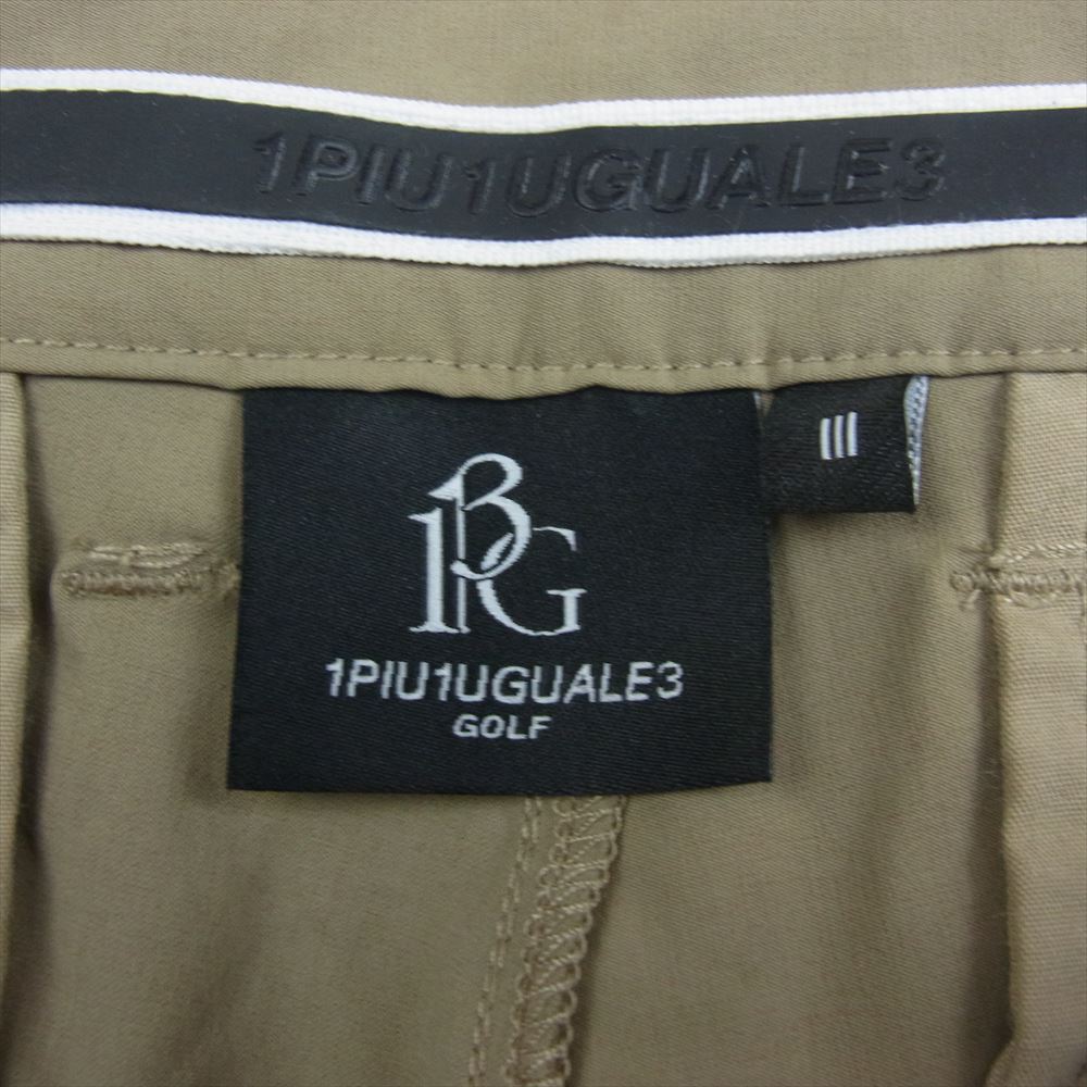 1piu1uguale3 ウノピュウノウグァーレトレ GRP098 POE400 TUCK SLACKS ロゴ刺繍 2タック スラックスパンツ ベージュ系 3【中古】