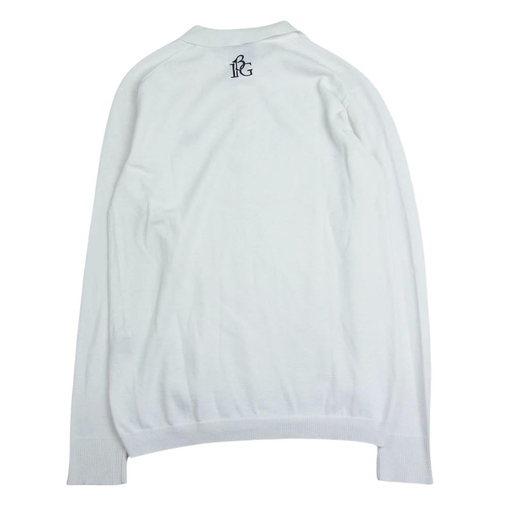 1piu1uguale3 ウノピュウノウグァーレトレ GRK034 COT366 GOLF ゴルフ L/S POLO 折り鶴ロゴ刺繍 長袖 ポロシャツ ホワイト系 4【中古】