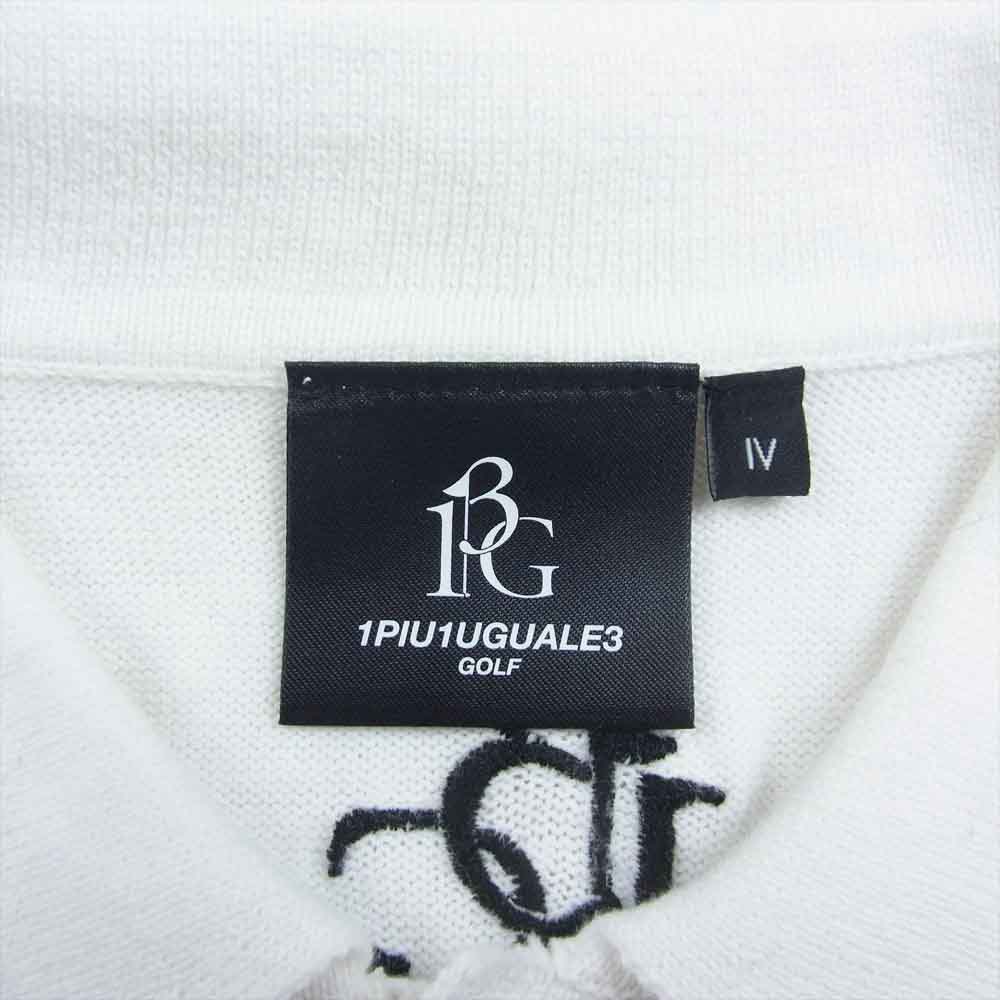 1piu1uguale3 ウノピュウノウグァーレトレ GRK034 COT366 GOLF ゴルフ L/S POLO 折り鶴ロゴ刺繍 長袖 ポロシャツ ホワイト系 4【中古】