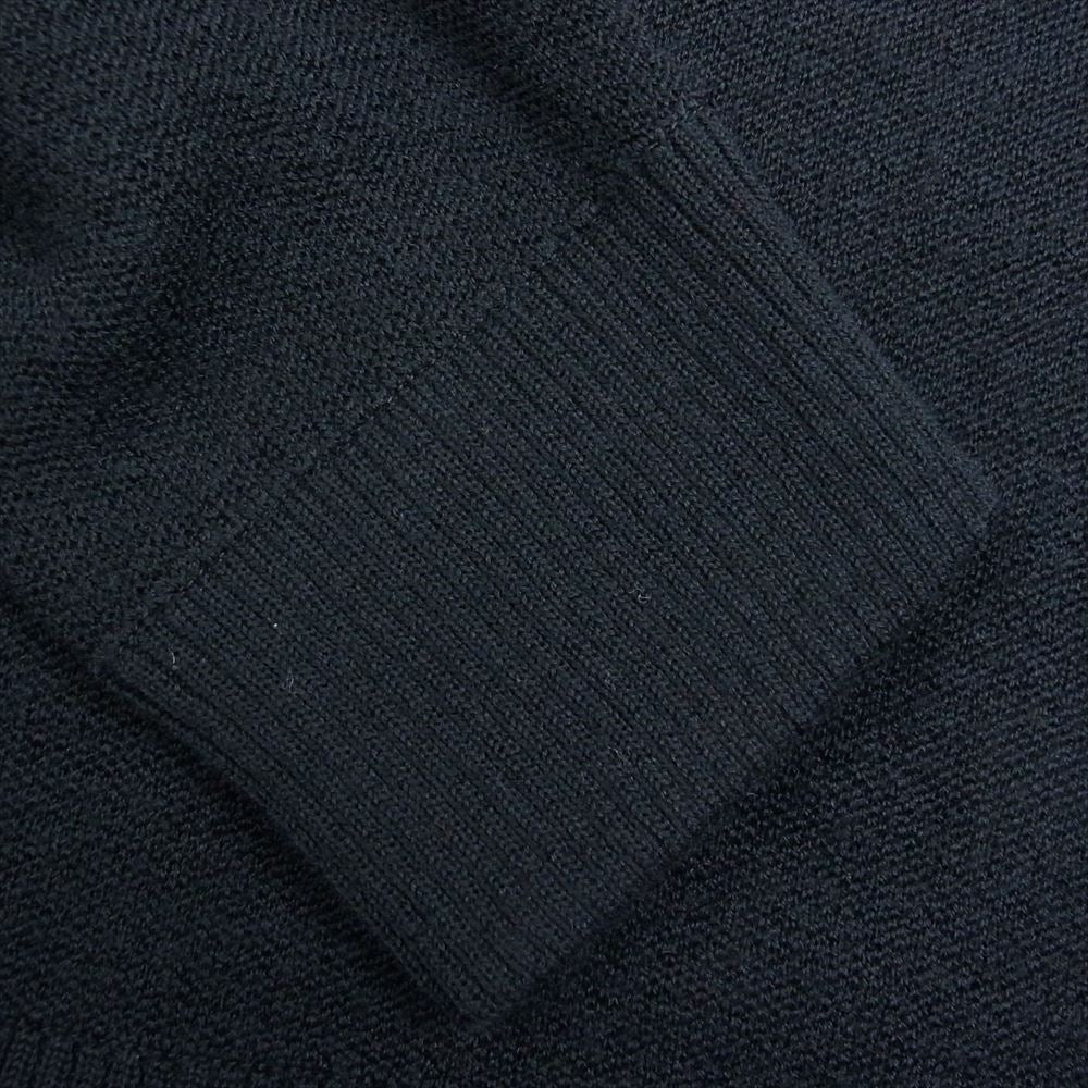 1piu1uguale3 ウノピュウノウグァーレトレ GRK022 WOL122 MIDDLE GAUGE ZIP NECK KNIT 折り鶴ロゴワッペン ハーフジップ ニット ブラック系 4【中古】