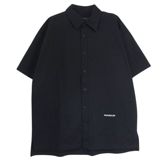 1piu1uguale3 ウノピュウノウグァーレトレ 23SS MRS159 PCT029 S/S BIG SHIRTS SOLOTEX ロゴ刺繍 オーバーサイズ ドロップショルダー ソロテックス生地 半袖 シャツ ブラック系 Ⅲ【美品】【中古】