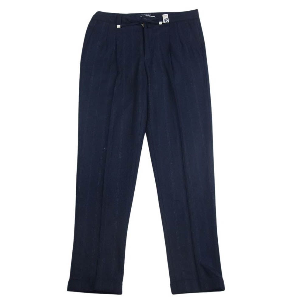 1piu1uguale3 ウノピュウノウグァーレトレ MRP186 WOU003 Giab’s ARCHIVIO 別注 EASY ITALY TROUSERS イタリア製 ジャブス ストライプ イージー タック テーパード トラウザー パンツ ネイビー系 5【中古】