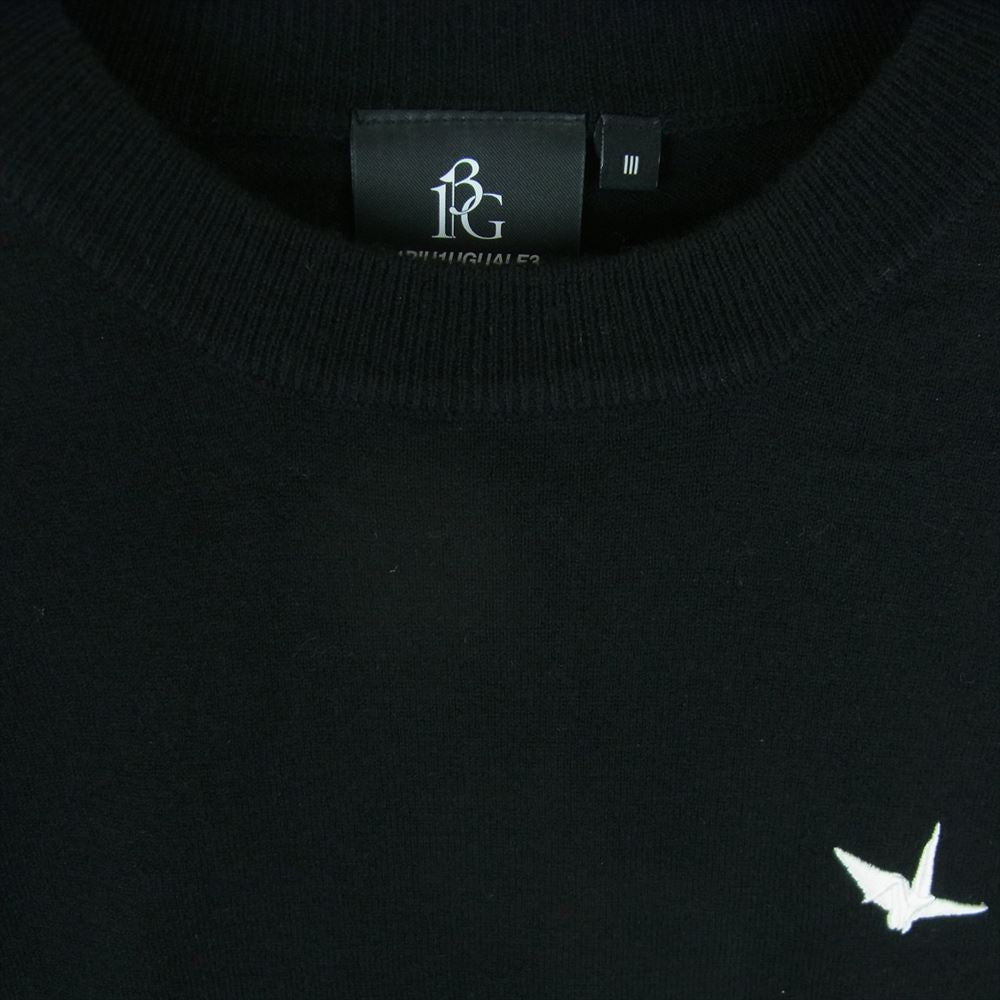 1piu1uguale3 ウノピュウノウグァーレトレ GRK030 WNY032 113 GOLF ゴルフ CREW CRAZY KNIT クルーネック クレイジーパターン ニット セーター ブラック系 グレー系 ホワイト系 3 Ⅲ【中古】