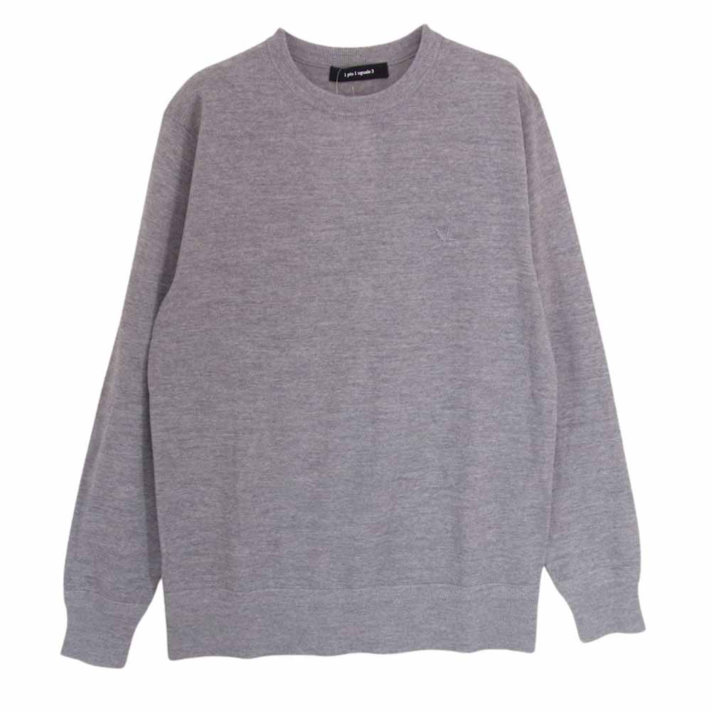 1piu1uguale3 ウノピュウノウグァーレトレ MRK241 WOL134 CREW-NECK クルーネック 折り鶴ロゴ刺繍 ニット セーター グレー系 3【中古】