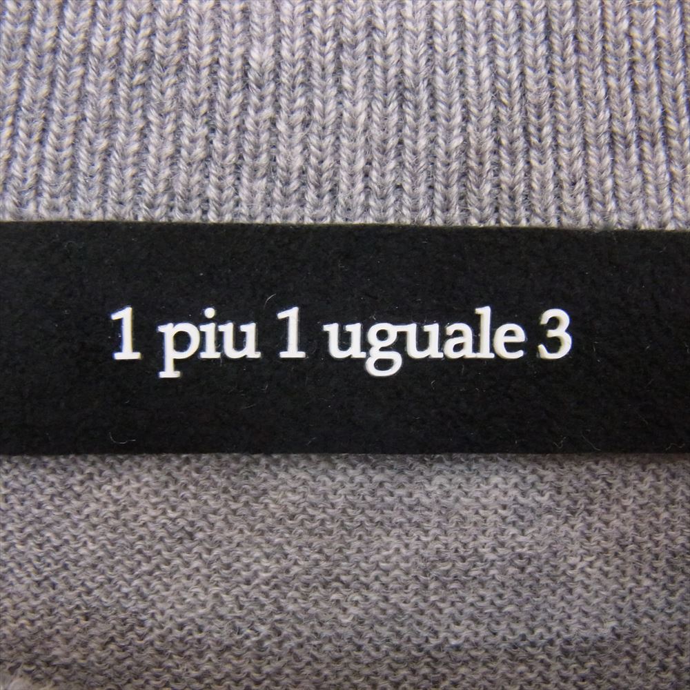 1piu1uguale3 ウノピュウノウグァーレトレ MRK241 WOL134 CREW-NECK クルーネック 折り鶴ロゴ刺繍 ニット セーター グレー系 3【中古】