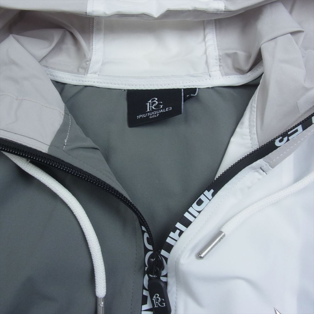 1piu1uguale3 ウノピュウノウグァーレトレ GRB077 POE395 GOLF ゴルフ CRAZY WIND BREAKER HOODIE 折り鶴ロゴワッペン クレイジーパターン ウィンドブレーカー フーディ パーカー グレー系 ホワイト系 4【中古】
