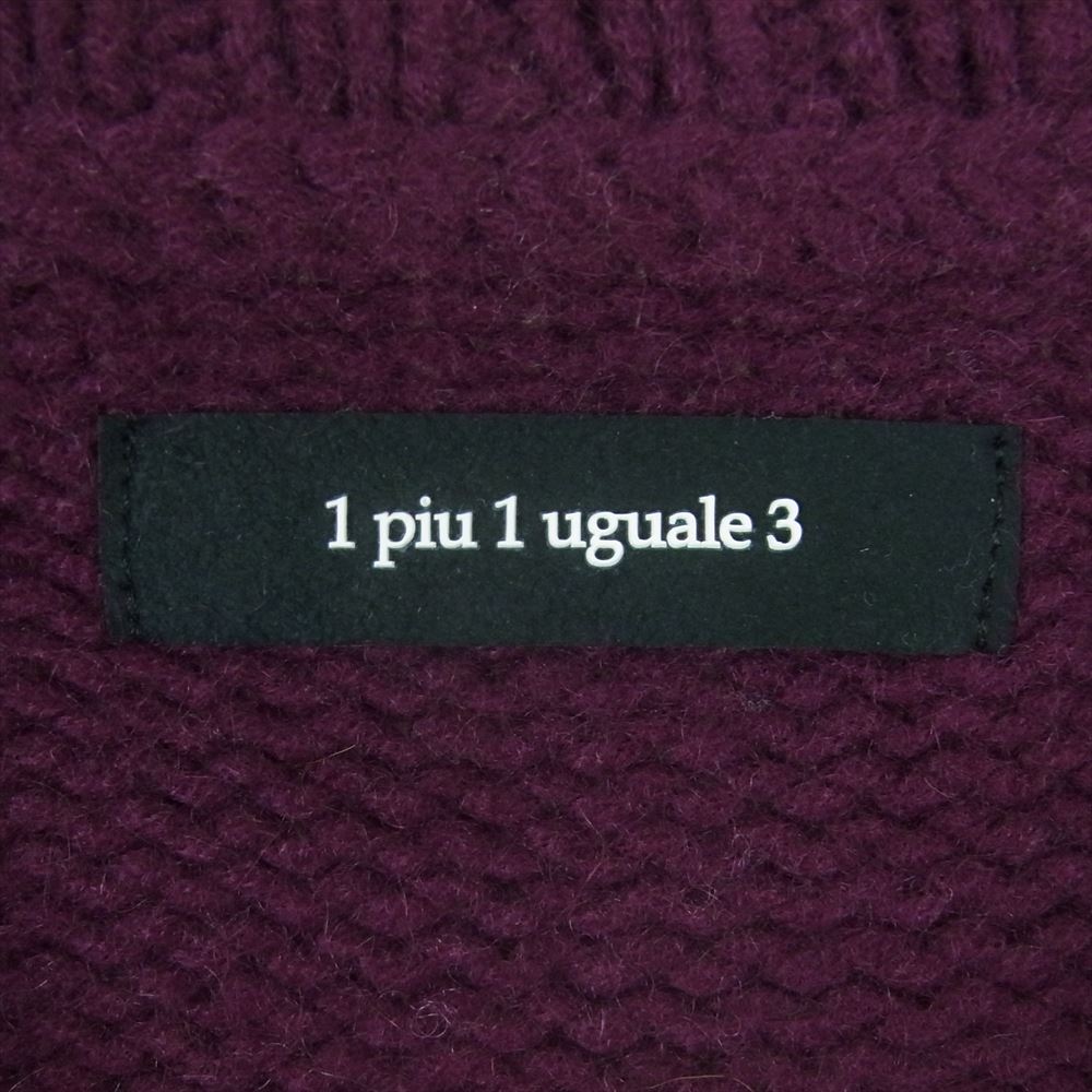 1piu1uguale3 ウノピュウノウグァーレトレ MRK238 CAS028 カシミヤ100％ ブロックチェック バイカラー パターン オーバーサイズ クルーネック ニット セーター ピンク系 ワインレッド系 3【中古】