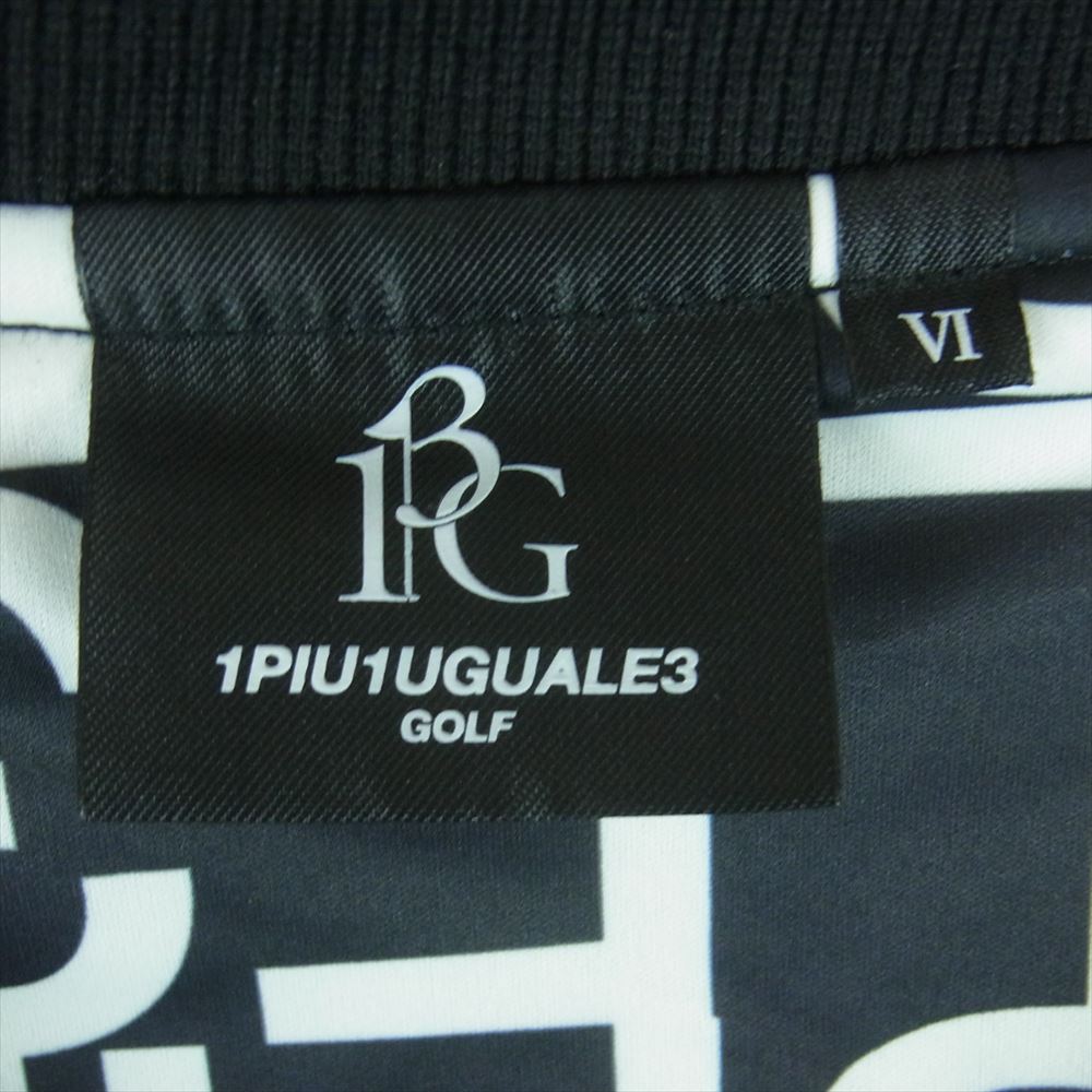 1piu1uguale3 ウノピュウノウグァーレトレ GRB072 POE356 GOLF ゴルフ FULL LOGO SNEED JACK フルロゴ ラグラン Vネック 長袖 プルオーバー ジャケット ブラック系 ホワイト系 6【美品】【中古】