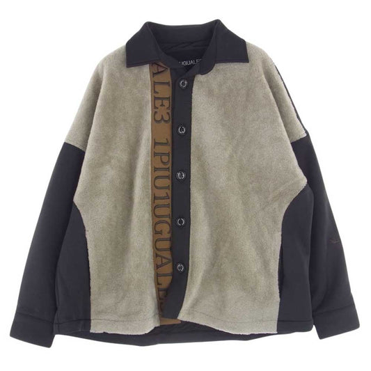 1piu1uguale3 ウノピュウノウグァーレトレ ZY004 SB02 SPORT MOVING DROP SHOULDER SHIRT ロゴリボンテープ コンビネーション素材 ドロップショルダーブルゾン シャツ ジャケット グレー系 IV【中古】