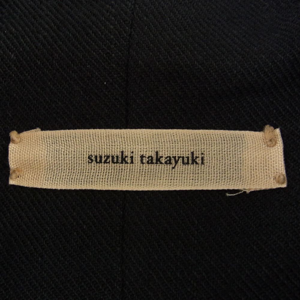suzuki takayuki スズキタカユキ A182-10 ハイネック スタンドカラー フルジップ リネン ウール ミリタリー コート ブラック系 1【中古】