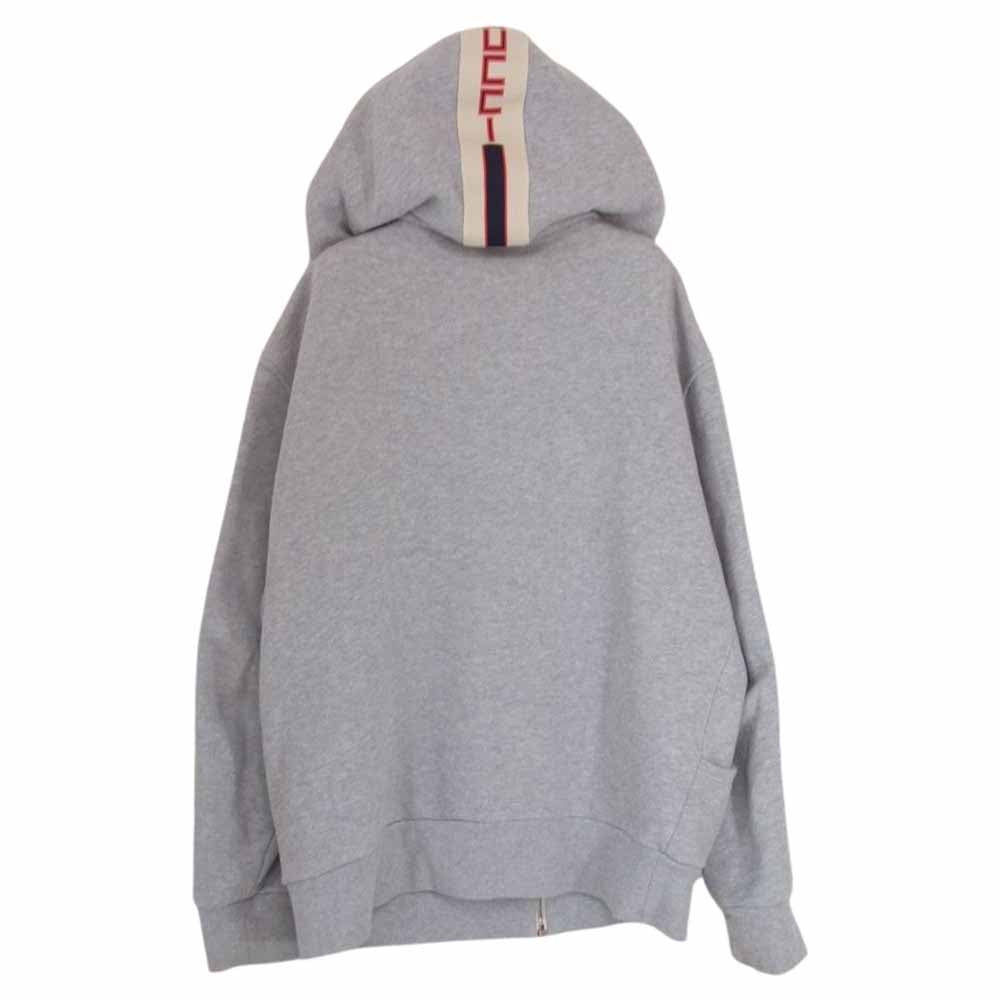 GUCCI グッチ 17AW 497250 Technical Zip up Sweatshirts テクニカル ジップアップ スウェットシャツ サイドライン ロゴ パーカー フーディー グレー系 S【中古】