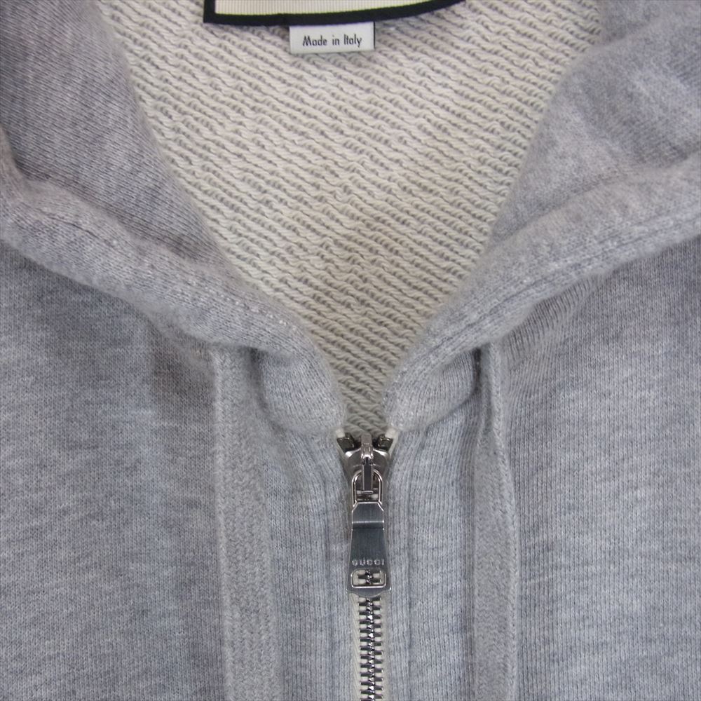 GUCCI グッチ 17AW 497250 Technical Zip up Sweatshirts テクニカル ジップアップ スウェットシャツ サイドライン ロゴ パーカー フーディー グレー系 S【中古】
