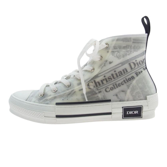 DIOR HOMME ディオールオム 3SH118YUO B23 Daniel Arsham ダニエルアーシャム News print ニュースペーパー ロゴ ハイカット スニーカー ホワイト系 42【極上美品】【中古】