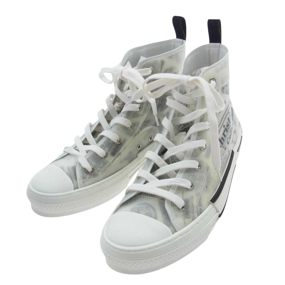 DIOR HOMME ディオールオム 3SH118YUO B23 Daniel Arsham ダニエルアーシャム News print ニュースペーパー ロゴ ハイカット スニーカー ホワイト系 42【極上美品】【中古】