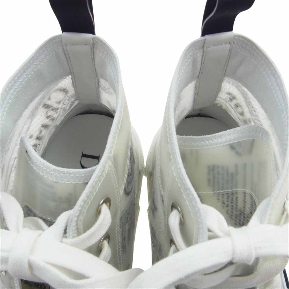 DIOR HOMME ディオールオム 3SH118YUO B23 Daniel Arsham ダニエルアーシャム News print ニュースペーパー ロゴ ハイカット スニーカー ホワイト系 42【極上美品】【中古】