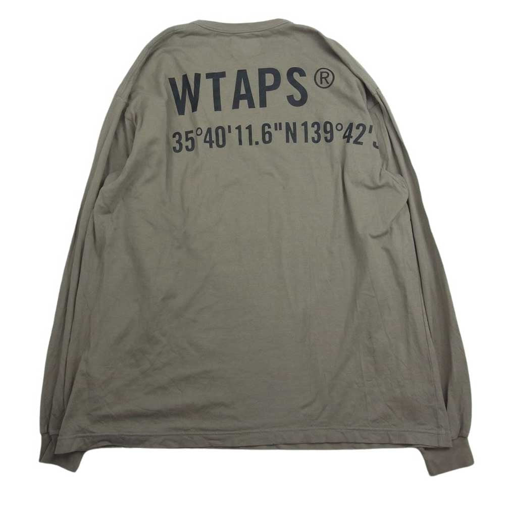 WTAPS ダブルタップス 21AW 212ATDT-CSM23 GPS L/S ロゴ プリント Tシャツ 長袖  カーキ系 03【中古】