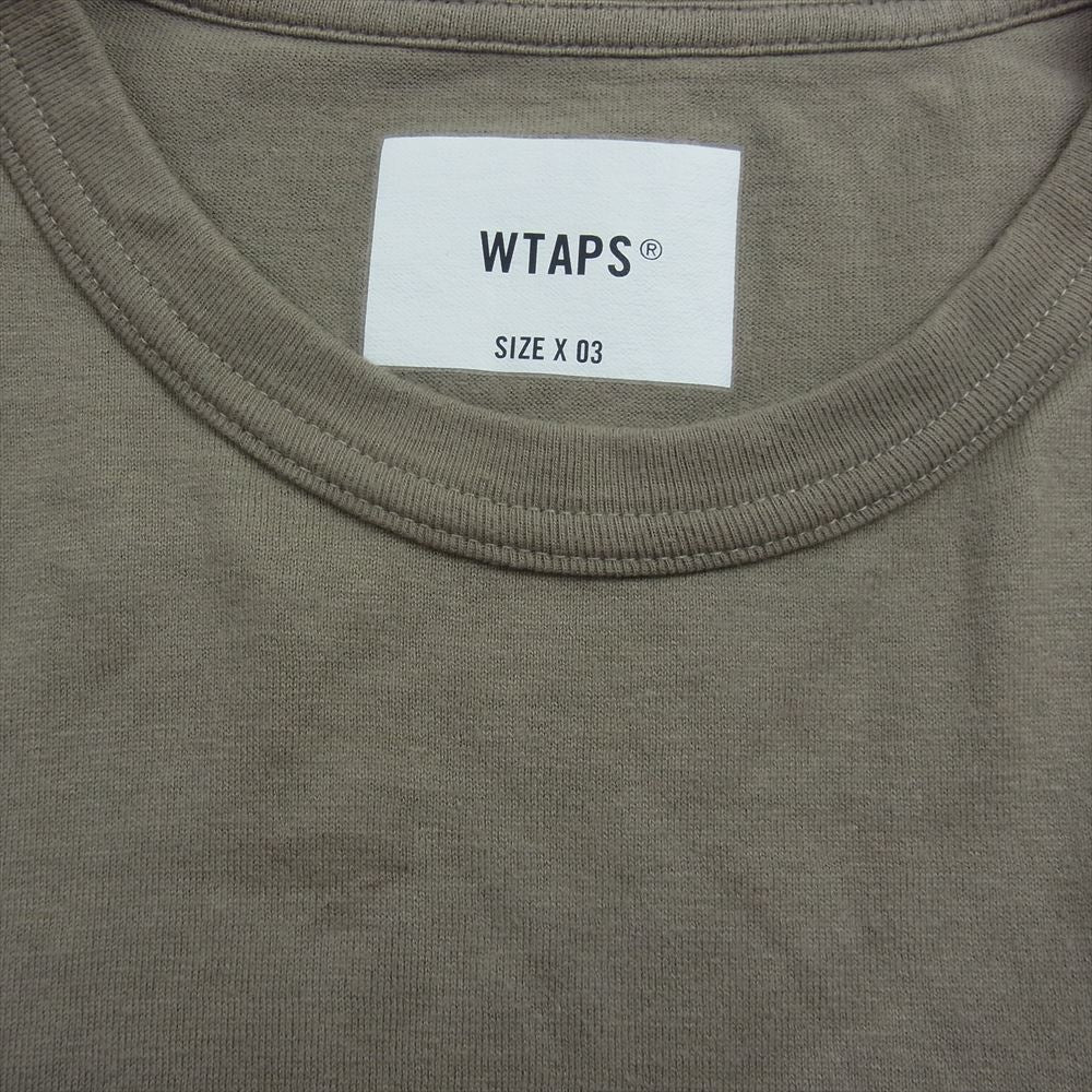 WTAPS ダブルタップス 21AW 212ATDT-CSM23 GPS L/S ロゴ プリント Tシャツ 長袖  カーキ系 03【中古】