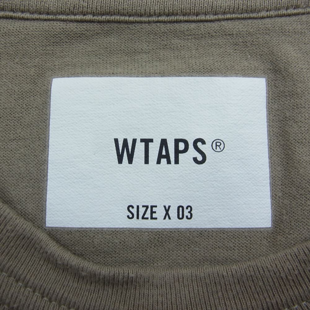 WTAPS ダブルタップス 21AW 212ATDT-CSM23 GPS L/S ロゴ プリント Tシャツ 長袖  カーキ系 03【中古】