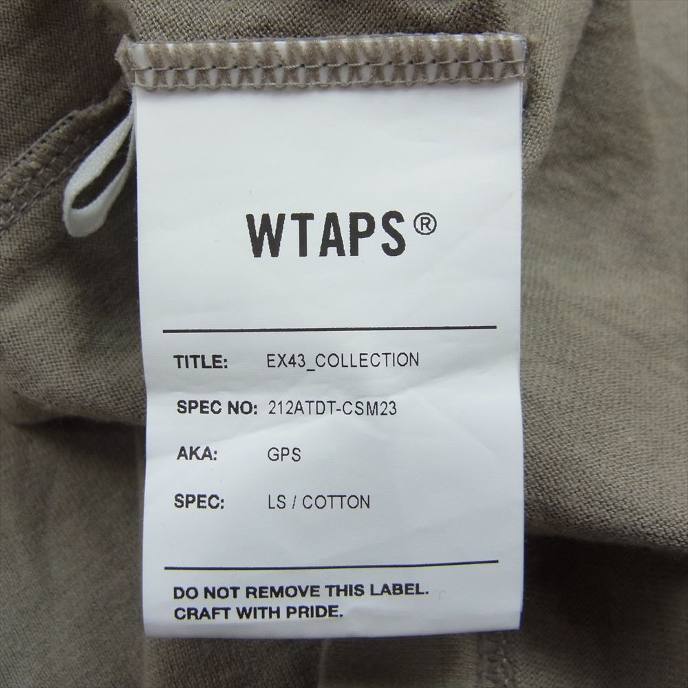 WTAPS ダブルタップス 21AW 212ATDT-CSM23 GPS L/S ロゴ プリント Tシャツ 長袖  カーキ系 03【中古】