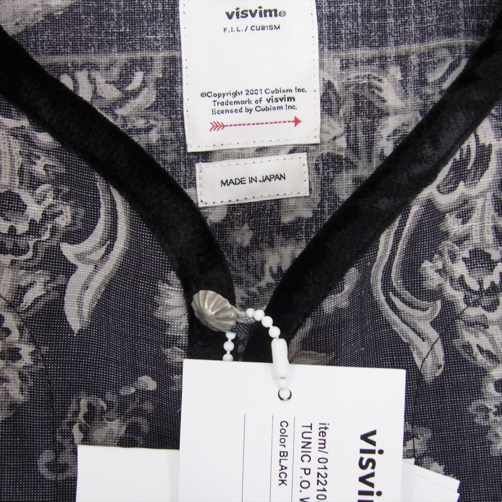 VISVIM ビズビム 22SS 0122105011013 TUNIC P.O. WILDFLOWER P.W. チュニック プルオーバー 長袖 シャツ ブラック系 4【極上美品】【中古】