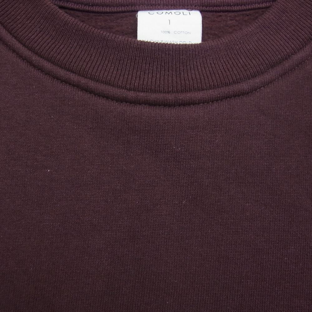 COMOLI コモリ 23AW Y03-05002 コットン吊裏毛 クルーネック スウェット トレーナー Burgundy  バーガンディ系 1【中古】