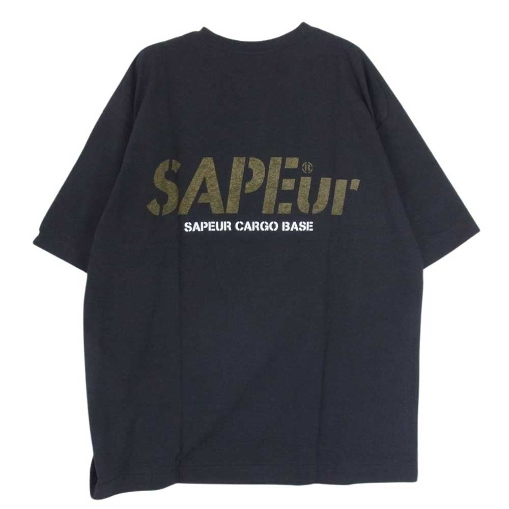 サプール WOLF BASE プリント 丸首 クルーネック Tシャツ 半袖 ブラック系 L【新古品】【未使用】【中古】