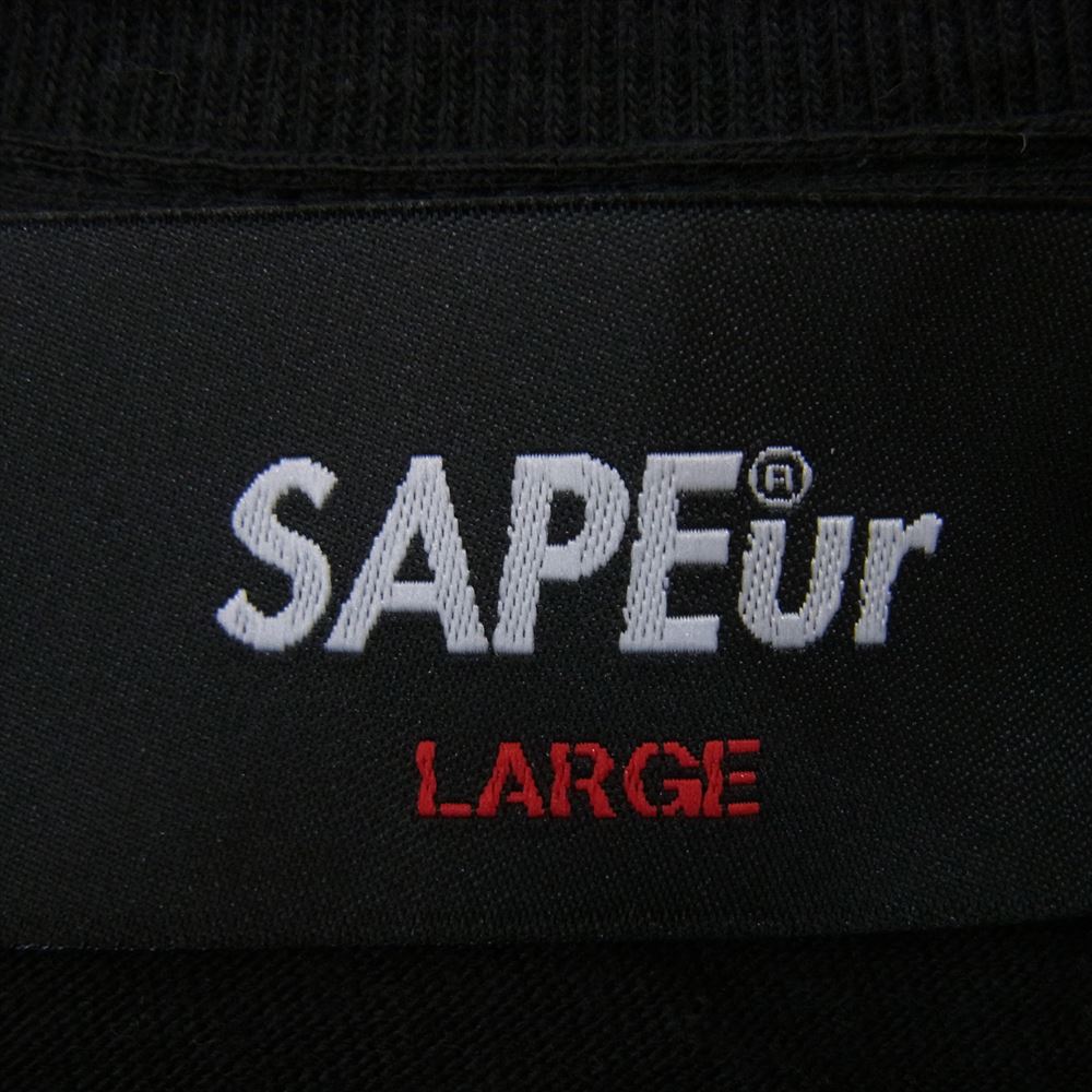 サプール WOLF BASE プリント 丸首 クルーネック Tシャツ 半袖 ブラック系 L【新古品】【未使用】【中古】