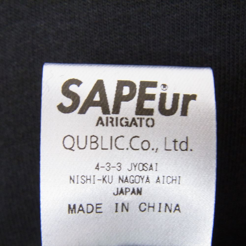 サプール ロゴ プリント 丸首 クルーネック Tシャツ 半袖 ブラック系 L【新古品】【未使用】【中古】