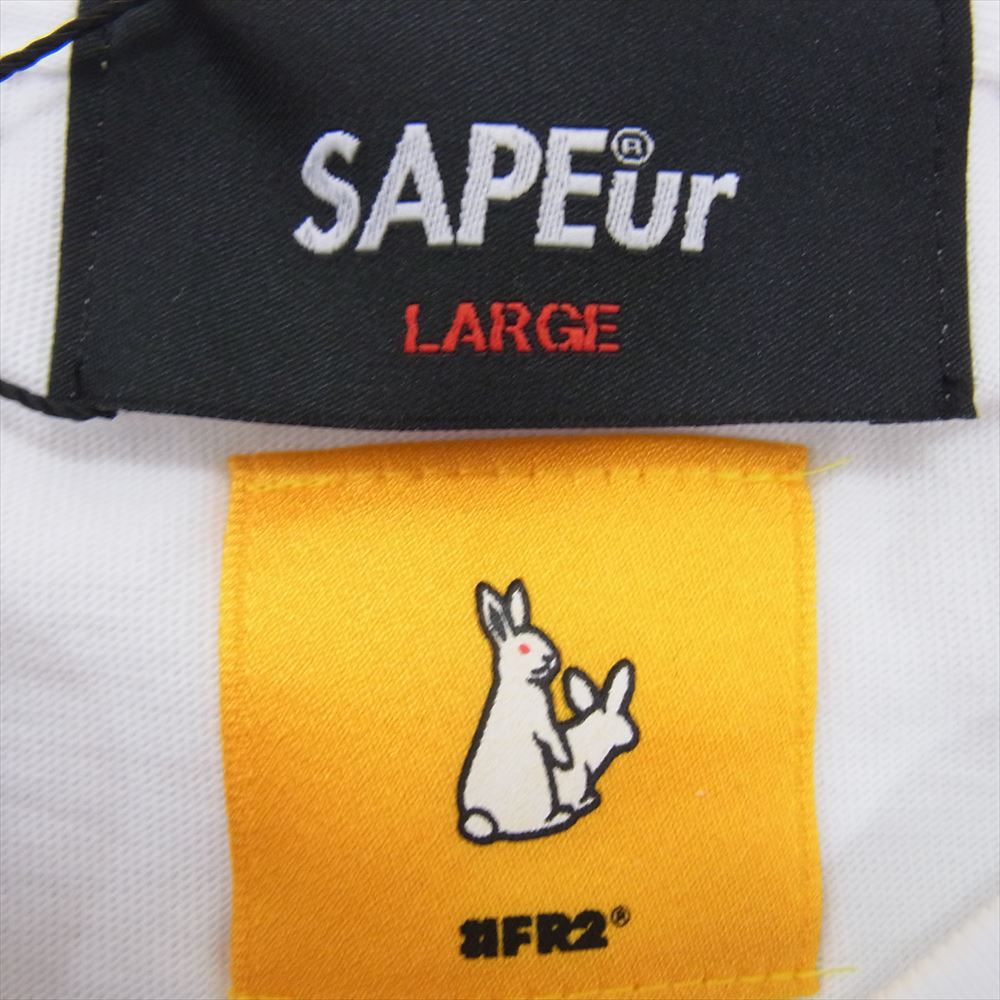 サプール × FR2 エフアールツー プリント クルーネック Tシャツ 半袖 ホワイト系 L【新古品】【未使用】【中古】