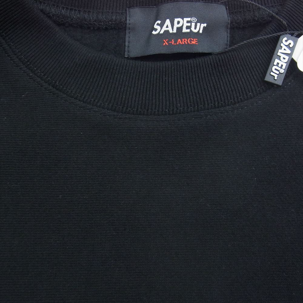 サプール A0023-424 Everyday HAPPY エブリデイ ハッピー セット プリント スウェット クルーネック ソックス 靴下 2点 セット  ブラック系 XL【新古品】【未使用】【中古】