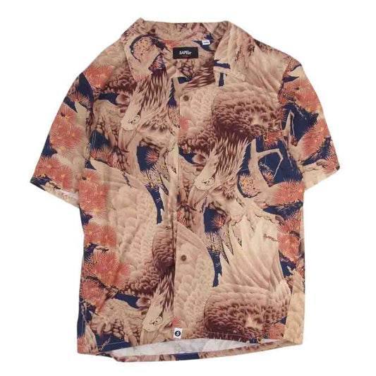 サプール 大鷲 イーグル 半袖 アロハ シャツ ブラウン系 L【中古】