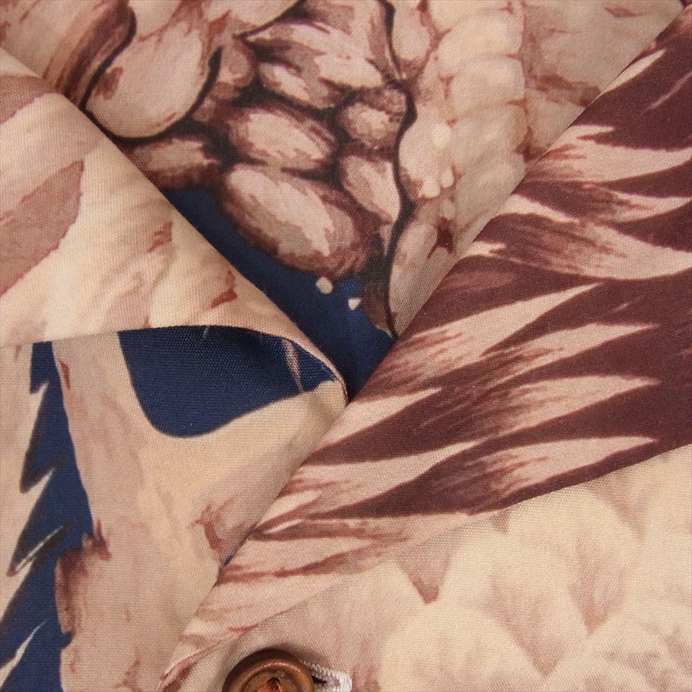 サプール 大鷲 イーグル 半袖 アロハ シャツ ブラウン系 L【中古】