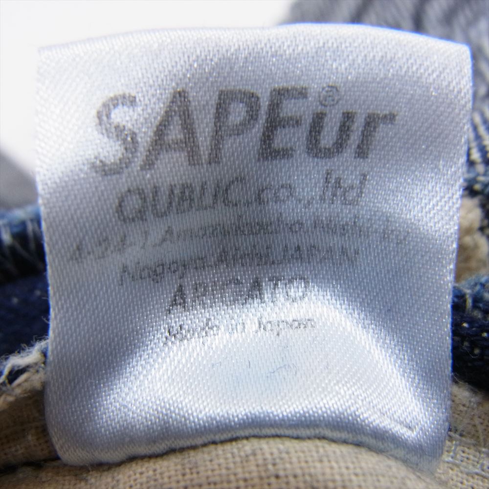 サプール DENIM BASKET SHORTS デニム バスケットボール ロゴ ショーツ ハーフパンツ インディゴブルー系 L【中古】