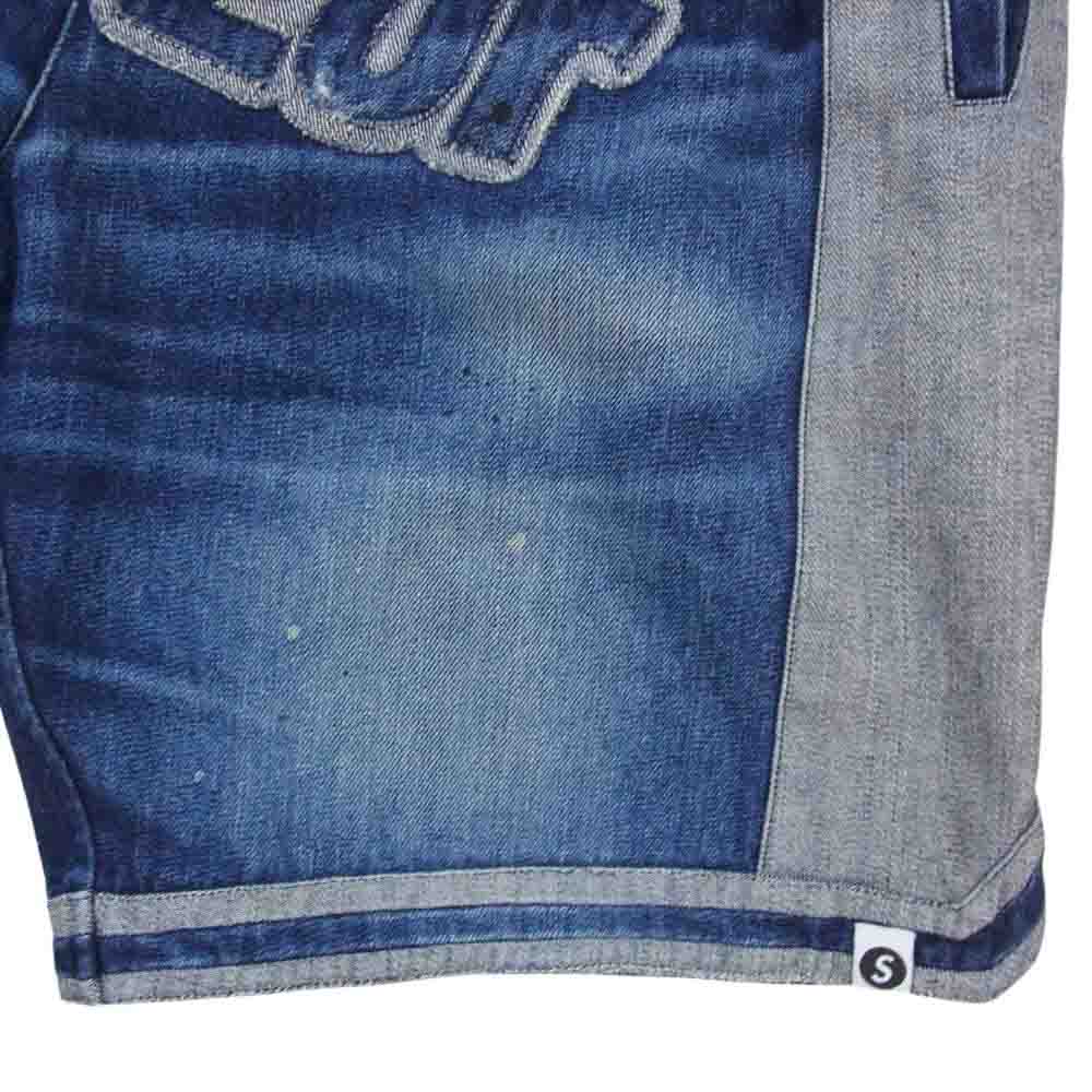 サプール DENIM BASKET SHORTS デニム バスケットボール ロゴ ショーツ ハーフパンツ インディゴブルー系 L【中古】