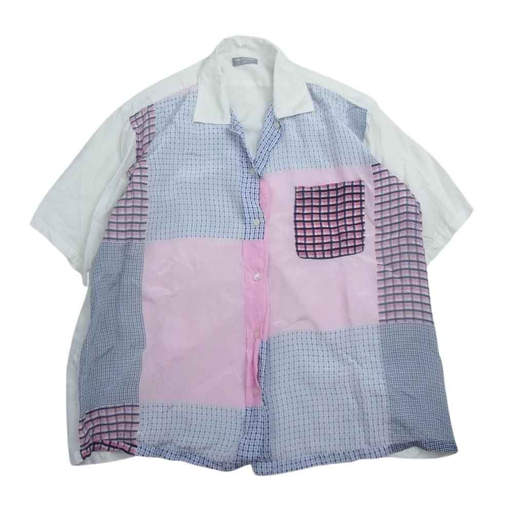 COMME des GARCONS HOMME コムデギャルソンオム AD1997 HB-020470 田中オム 90s ヴィンテージ AD1997 HB-020470 レーヨン チェック パッチワーク 半袖シャツ ホワイト系【中古】