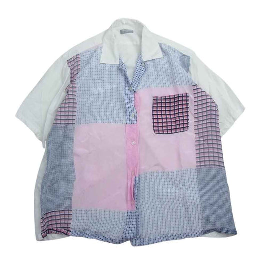COMME des GARCONS HOMME コムデギャルソンオム AD1997 HB-020470 田中オム 90s ヴィンテージ AD1997 HB-020470 レーヨン チェック パッチワーク 半袖シャツ ホワイト系【中古】