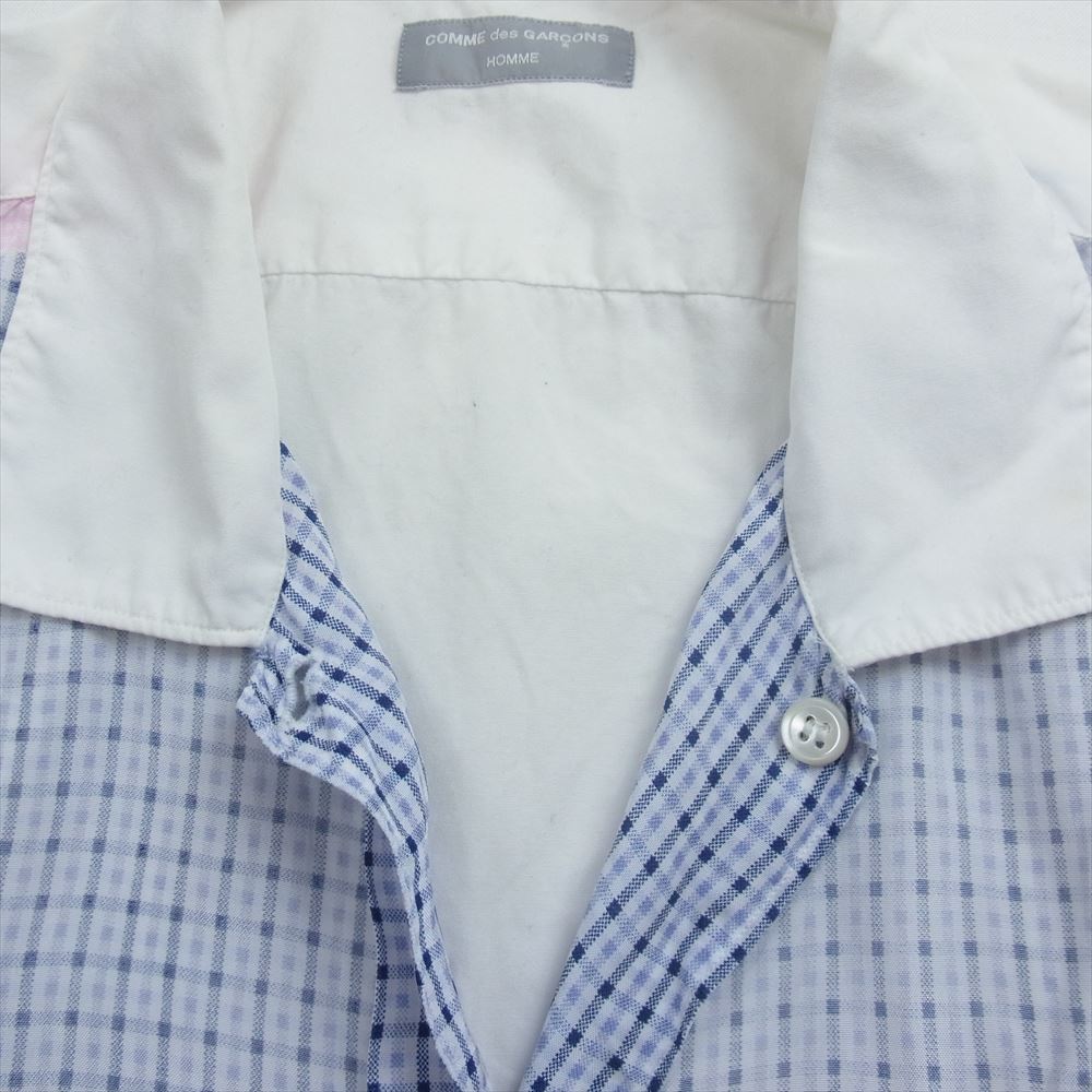 COMME des GARCONS HOMME コムデギャルソンオム AD1997 HB-020470 田中オム 90s ヴィンテージ AD1997 HB-020470 レーヨン チェック パッチワーク 半袖シャツ ホワイト系【中古】