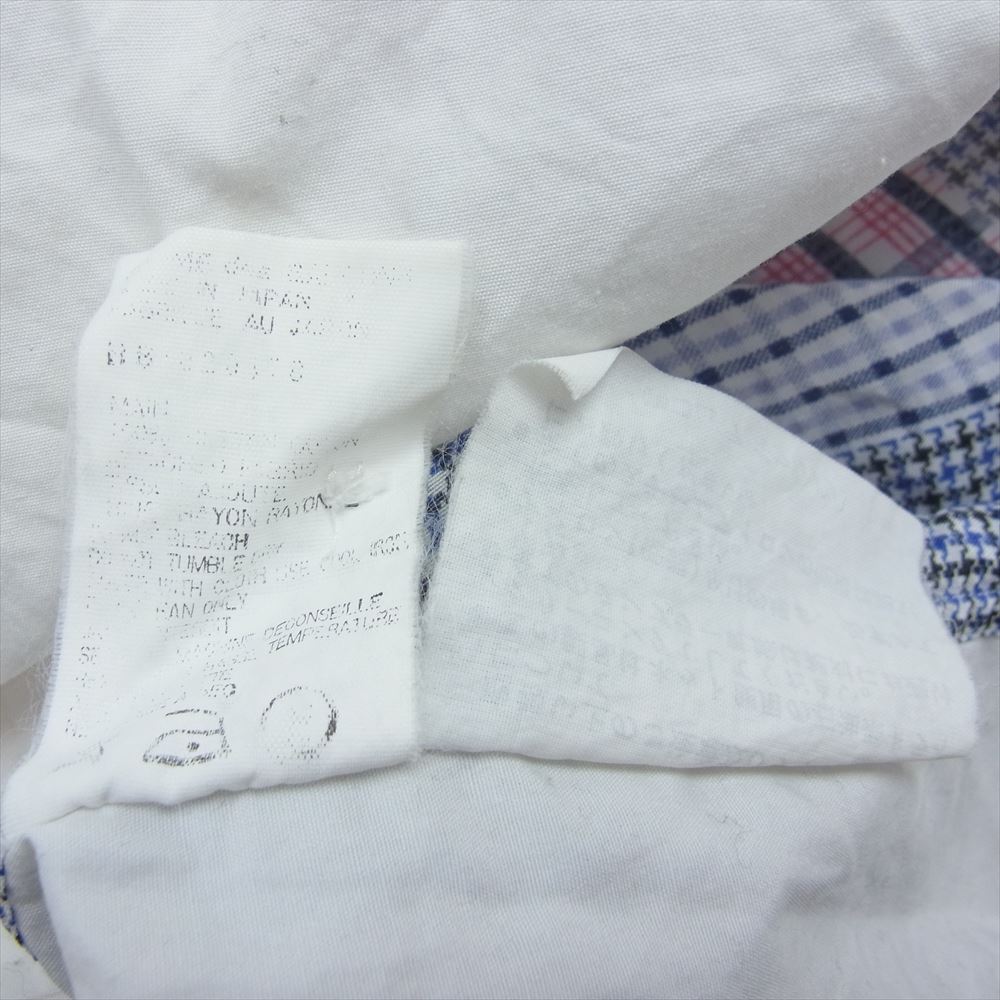 COMME des GARCONS HOMME コムデギャルソンオム AD1997 HB-020470 田中オム 90s ヴィンテージ AD1997 HB-020470 レーヨン チェック パッチワーク 半袖シャツ ホワイト系【中古】