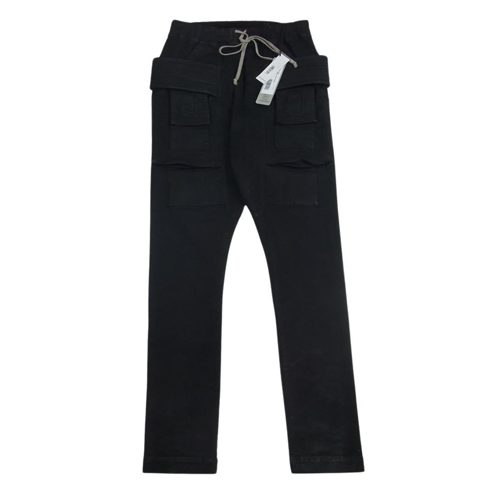 Rick Owens リックオウエンス 23AW DU02C5376-SBB DRKSHDW CREATCH CARGO ダークシャドウ ドローコード クリーチ ストレッチ デニム カーゴ パンツ ブラック系 S【中古】
