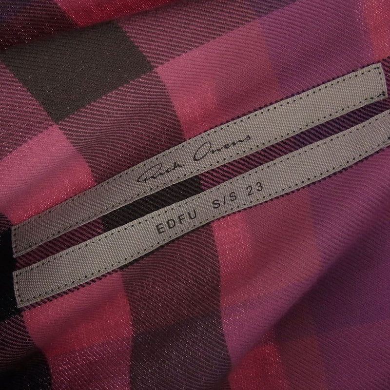 Rick Owens リックオウエンス 23SS RU01C4236-CP OUTERSHIRT チェック アウターシャツ ピンク系 48【美品】【中古】