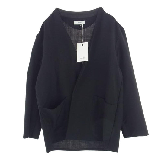 marka マーカ M23A-09JK01C LAPELLESS SHIRT JACKET ウールモヘヤトロピカル ラペルレス ノーカラー シャツ ジャケット ブラック系 1【中古】