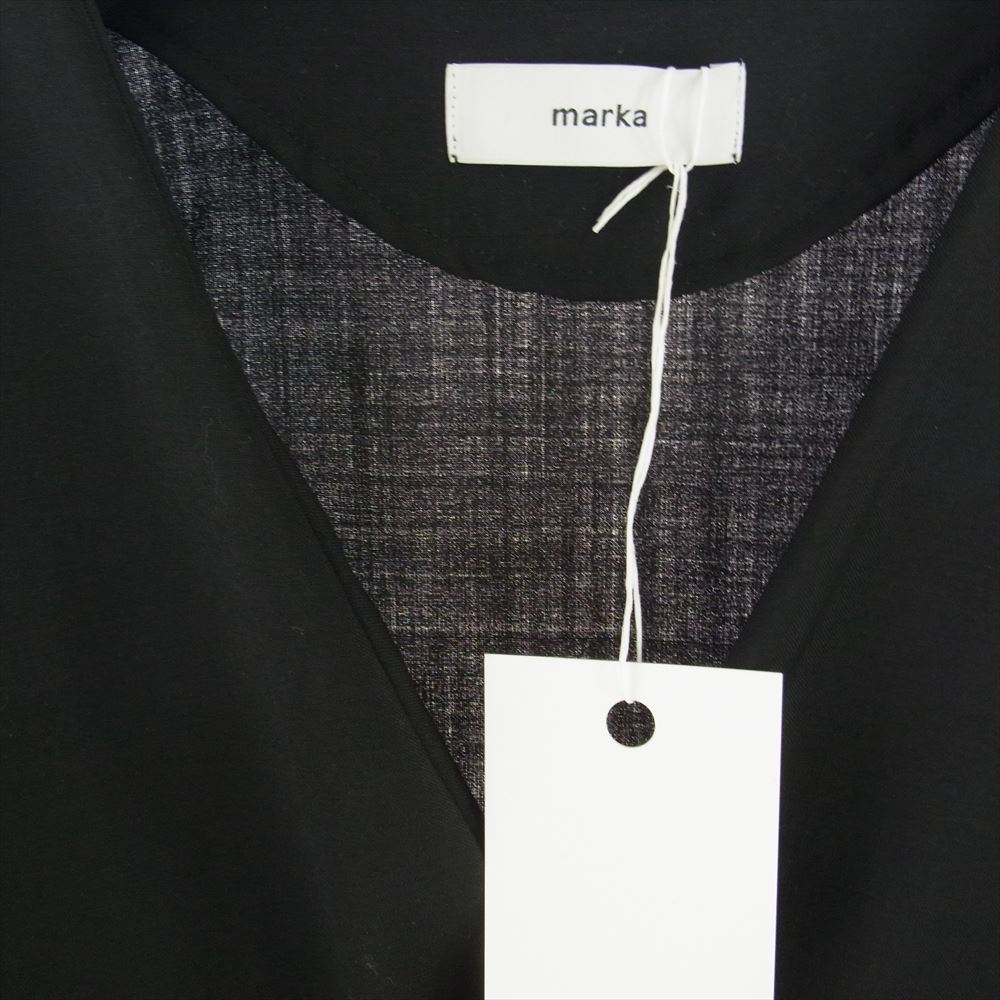 marka マーカ M23A-09JK01C LAPELLESS SHIRT JACKET ウールモヘヤトロピカル ラペルレス ノーカラー シャツ ジャケット ブラック系 1【中古】