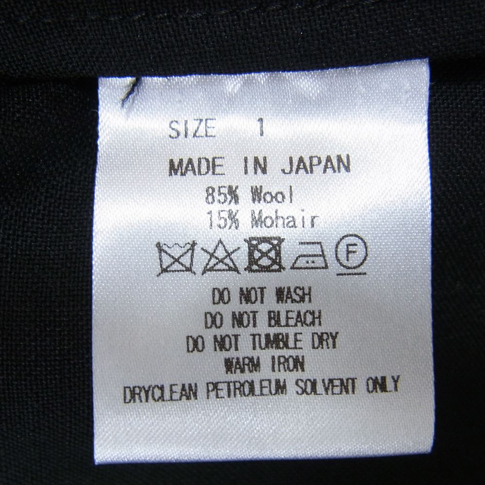 marka マーカ M23A-09JK01C LAPELLESS SHIRT JACKET ウールモヘヤトロピカル ラペルレス ノーカラー シャツ ジャケット ブラック系 1【中古】