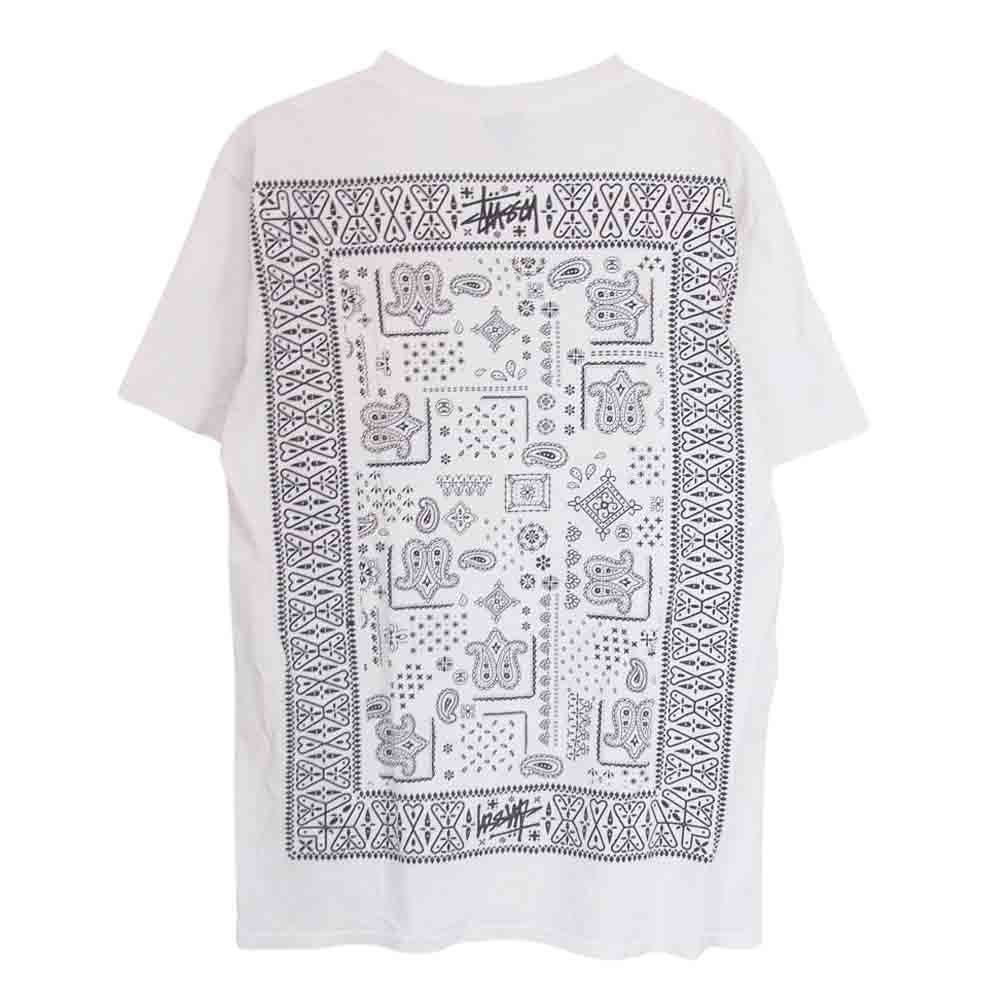 STUSSY ステューシー ペイズリー バンダナ Ｔシャツ 半袖 ホワイト系 M【中古】