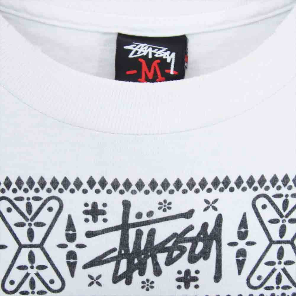 STUSSY ステューシー ペイズリー バンダナ Tシャツ 半袖 ホワイト系 M