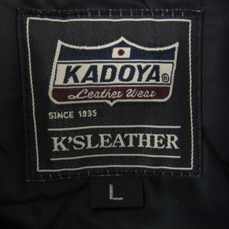 KADOYA カドヤ K'SLEATHER VNS-4 レザー シングル ライダース ジャケット ブラック系 L【美品】【中古】