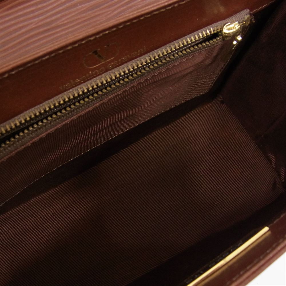 VALENTINO ヴァレンティノ レザー ベルト ショルダー ハンド バッグ ブラウン系【中古】