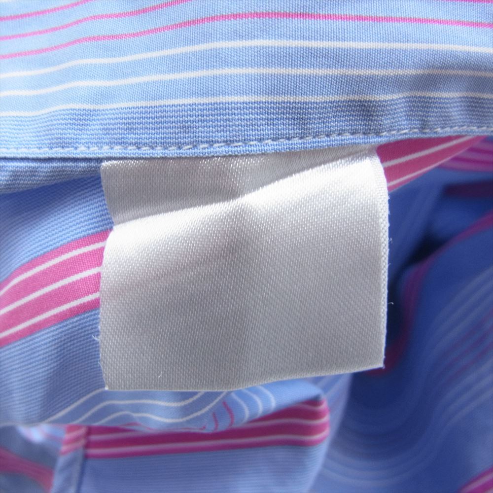 ターンブル＆アッサー イギリス製 ワイドカラー ロンドン ストライプ 長袖 シャツ ブルー系 15.5【中古】