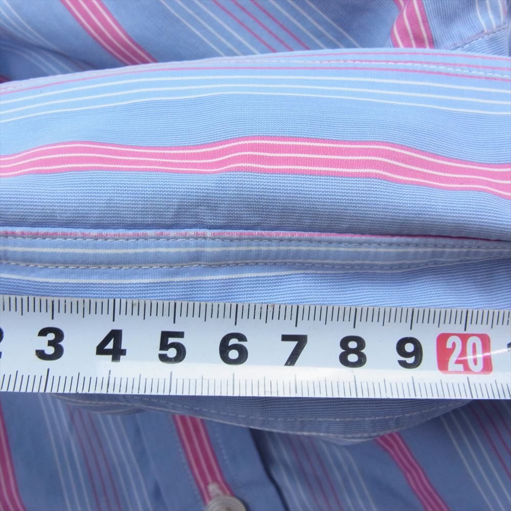 ターンブル＆アッサー イギリス製 ワイドカラー ロンドン ストライプ 長袖 シャツ ブルー系 15.5【中古】